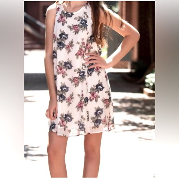 Abercrombie & Fitch Sleeveless Chiffon Floral Print A-line Mini Dress - Picture 1 of 6